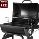 Charcoal Grill Outdoor BBQ Grill, Barrel Charcoal Grills with Side Table, with Nearly 500 Sq.In. Cooking Grid Area, Outdoor Backyard Camping Picnics, Patio and Parties, Black (Regular size)