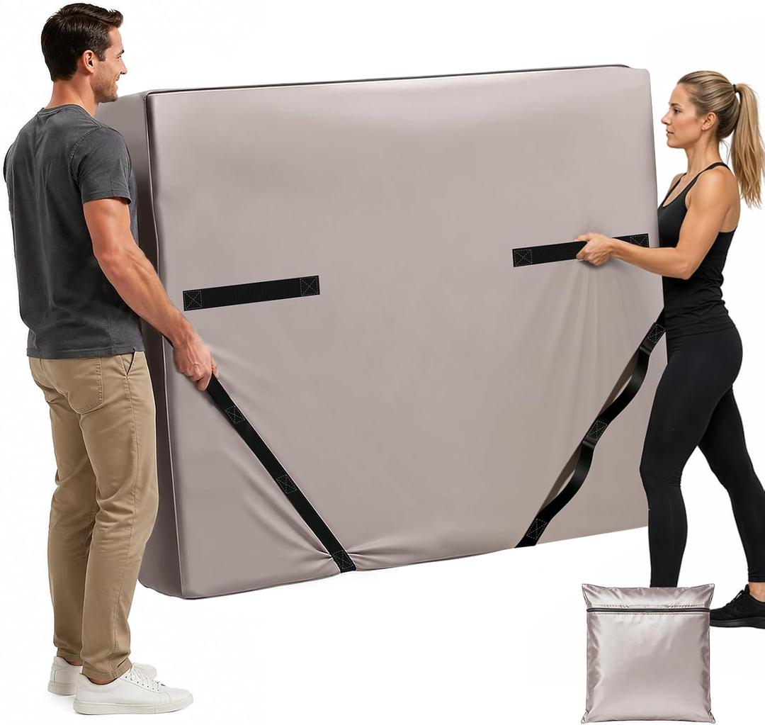 Kovshuiwe Queen Mattress Bags for Moving and Storage | Waterproof Mattress Cover with 12 Handles, Mattress Cover - Reusable Mattress Storage Bag with Three-Sided Zipper, Champagne