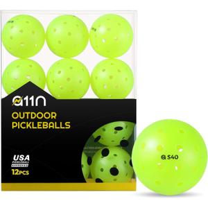 A11N S40 Outdoor Pickleball Balls- USA Pickleball Approved for Tournament Play, 3/6/12/50-Pack, Neon Green/Fuchsia/Tangerine