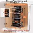 LAMU Pots and Pans Organizer for under Cabinet, 6-Tier Heavy Duty Pan Pot Organizers inside Cabinet Adjustable 14 to 24.57", Pot Rack Kitchen Cabinet Organization and Storage Holds up to 12" Cookware