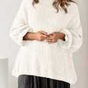 PRETTYGARDEN Oversized Sweaters for Women Fall Clothes 2026 Long Sleeve Mock Neck Tops Chunky Knit Pullover Winter Clothing (White, XL)