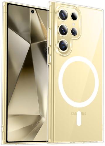 teloxy Magnetic for Samsung Galaxy S24 Ultra Case, [Military Drop Protection] [Anti-Fingerprint] Slim Clear Back Durable Phone Case,Clear 2 Pack