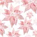 Norme 18 Pcs 3 Size Velvet Christmas Poinsettia Flowers Glitter Artificial Poinsettia Flowers with Stems Christmas Tree Ornaments for Xmas Tree Wreath Wedding New Year Holiday Decor(Macaron Pink)