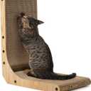 FUKUMARU Cat Scratcher, 18.7 Inch L Shape Cat Scratch Pad Wall Mounted, Cat Scratching Cardboard with Ball Toy for Indoor Cats