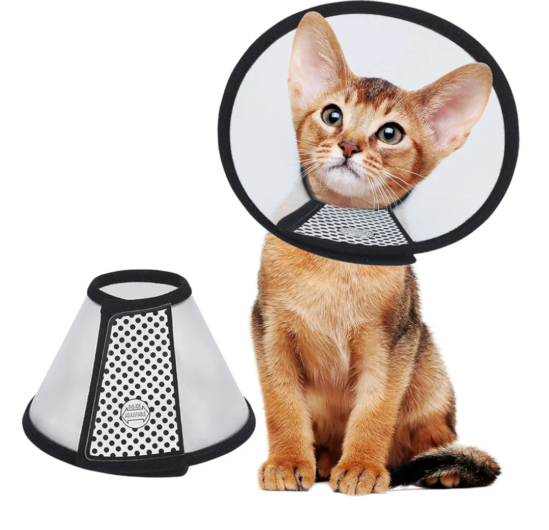  3Pack(4,5,6) Vivifying Cat Cone, Adjustable Recovery Pet Cone, Lightweight Plastic Elizabethan Collar for Cats, Mini Dogs and Rabbits (Black) 