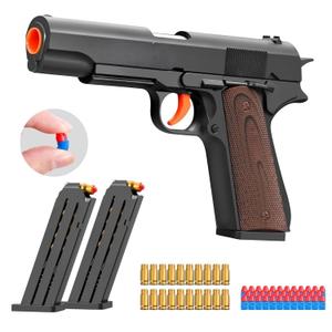 Manual Shell ejecting Pistol Soft Bullet Pellet Toy Gun Ball Blasters Realistic Dart Ammo Fake Prop Look Real Guns Shooting Game for Adults Under 10 Dollars Gifts for Age 14+ Years Old