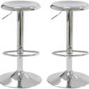 CAROLMADE Bar Stools Set of 2, Adjustable Metal Bar stools Swivel Counter Height Stool Backless Barstools for Kitchen Island Pub, Chrome