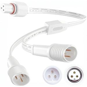1F-2M Y Splitter Cord for Govee Permanent Outdoor Lights H705 H706 White | Fits H705A/B/C, H706A/B/C; 35% thick connector anti-deform, 22AWG high-purity copper, waterproof, stable sync light signal
