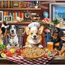 BenBen Puzzles for Adults 1000 Pieces, Dogs' Dinner Party, Dog Jigsaw Puzzle with Patterns on Back, Funny Animal Puzzle, Challenging Puzzles for Family Game Night, Home Décor