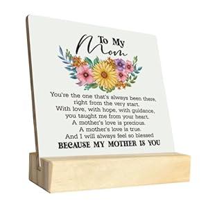 3 x To My Mom Wood Plaque Gift, Gifts for Mom From Daughter, Plaque with Wooden Stand, Meaningful Wood Sign Plaque Gift, Ideas Gift For Mom, Mother's Day Christmas Thanksgiving Birthday Gift B1