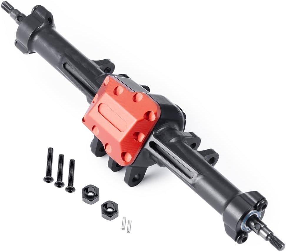 MOHERO TRX4M Extended Front Rear Axles Set - +4mm Aluminum Alloy Complete Axles for 1/18 Scale RC Crawler Car Upgrade Part (Rear Axles)