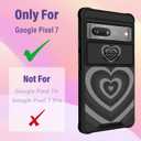 (2in1 for Google Pixel 7 Case for Women Cute Girls Love Heart Cool Phone Cover Black Heart Girly Pretty Kawaii Design with Camera Cover+ Ring Stand for Google Pixel 7 Phone Case