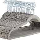 Amazon Basics Slim, Velvet, Non-Slip Suit Clothes Hangers, Gray/Silver - Pack of 50