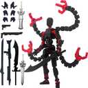 Already Assembled T13 Action Figure Accessories,T13 Multi-Jointed Movable,for Collectors Desktop Decorations t-13 Movability 3D Printed Toys (Black Red, 5.5inch)