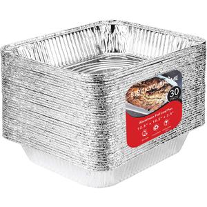 Stock Your Home Aluminum Pans 9x13 Disposable Foil Pans (30 Pack) - Half Size Steam Table Deep Trays - Tin Foil Pans Great for Cooking, Heating, Storing, Prepping Food