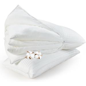 Adjustable Layer Pillows, Assembled Bed Pillow with 100% Cotton Cover,Luxury King Pillows Set of 2,Fluffy Pillows for Back,Stomach or Side Sleepers,King(Pack of 2)