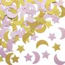400 Pieces Glitter Star and Moon Paper Confetti Double Side Table Paper Confetti Sequin for Wedding Birthday Baby Shower Moon and Star Party Ramadan Mubarak Decor (Gold, Pink)