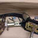 Heavy Duty Front Door Handle Set Matte Black Entrance Handle Classic Front Door Set Single Cylinder Deadbolt and Knob, Half Grip Round Knob Reversible for Right & Left Handed Doors