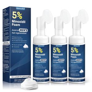 Minoxidil 5% Foam for Men Hair Growth Foam Suitable for Hair Thinning Receding Hairline 3 Bottles 2.11 Ounces Each