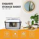 Ziliny 4 Pcs Metal Wire Basket with Wooden Handles Mesh Steel Storage Organizer Bin Containers for Home Organizing Cabinet Pantry Closet Kitchen Fridge Fruit Makeup Snacks Gifts(Medium,Black)