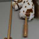 HollyHOME Stick Horse Plush with Detachable Blue Ribbon Champion Hobby Horse on Stick with Wood Wheels Real Pony Neighing for Kids Toddlers Appaloosa 36 Inches(AA Batteries Required)
