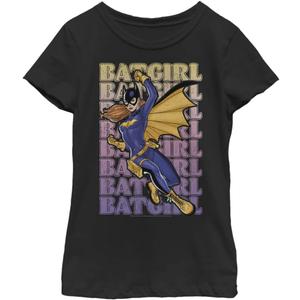 Warner BROS Girls Batman Batgirl Name Girls Short Sleeve Tee Shirt (X-Small, Black)
