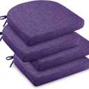 downluxe Indoor Chair Cushions for Dining Chairs, Soft and Comfortable Textured Foam Kitchen Chair Pads with Ties and Non-Slip Backing, 16" x 16" x 2", Purple, 4 Pack