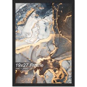 Fxojyvo Engineered Wood 19x27 Frame, Black Picture Frame for 19 x 27 Inch Poster Puzzle Photo, Light Weight 19 by 27 Poster Frame with Wood-grain for Wall - 1 Pack/Black/19 x27
