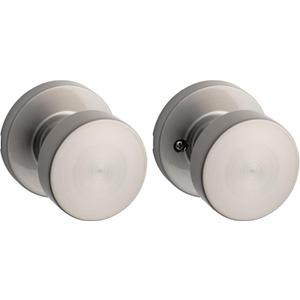Kwikset Pismo Interior Passage Door Knob, Handle For Closet and Hallway Doors, Non-Locking Doorknob in Satin Nickel, with Microban Protection (Round Rose)