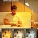Glocusent 5W 36 LED Reading Clip on Light for Bed, Eye Caring Bed Lamp, 3 Colors & 5 Brightness Levels for Headboard with Adapter, Perfect for Reading, Working & Studying (White)