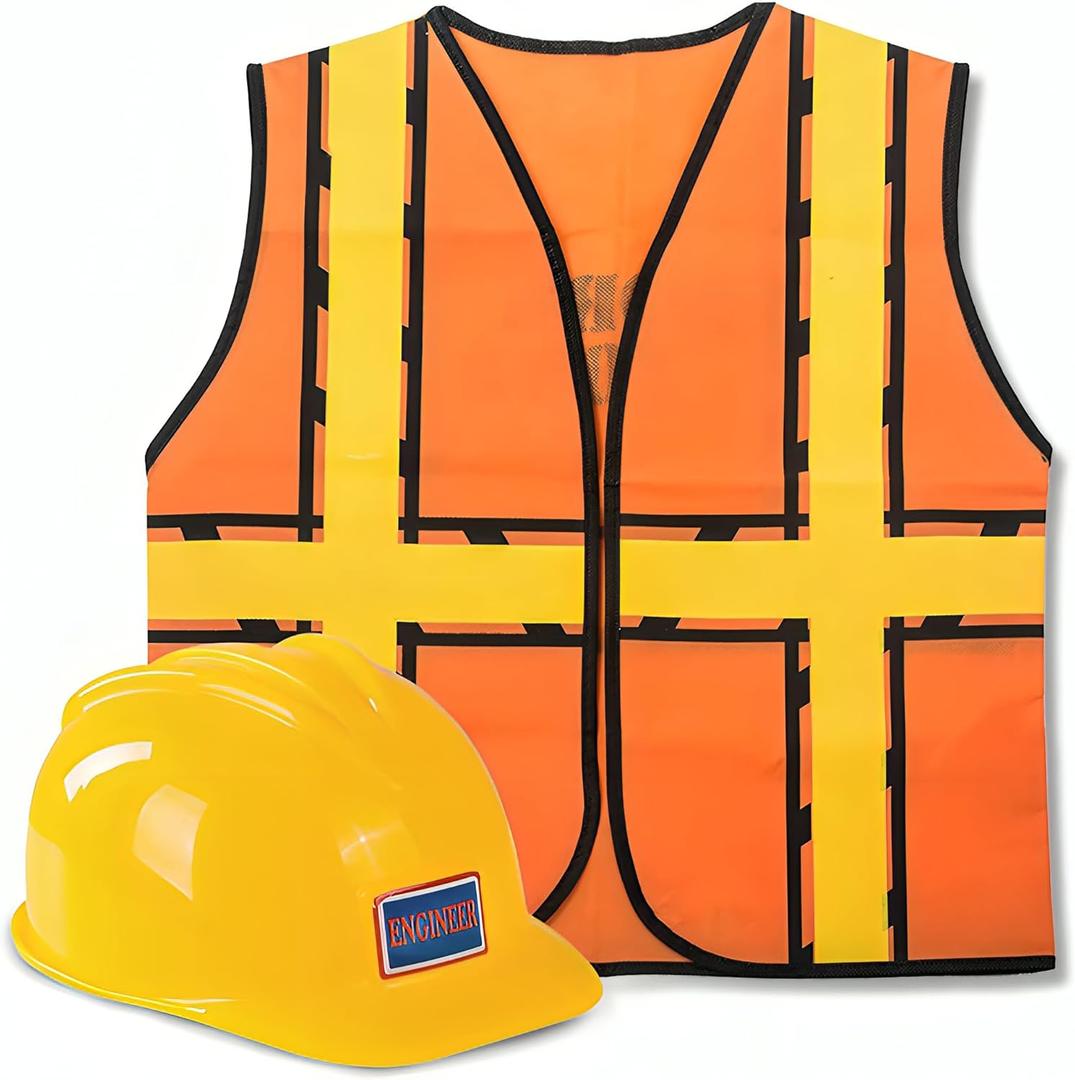 Tigerdoe Construction Worker Costume Kids - Construction Hat and Costume Vest - Construction Dress Up Accessories for Children