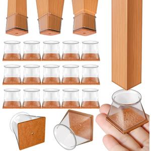 Ansible 24 pcs Square Extra Large Chair Leg Floor Protectors, Furniture Felt Pads Silicone Covers caps for Chairs,Chair Leg Protectors for Hardwood Floors (X-Large fit:1-5/8'' to 1-14/16'')