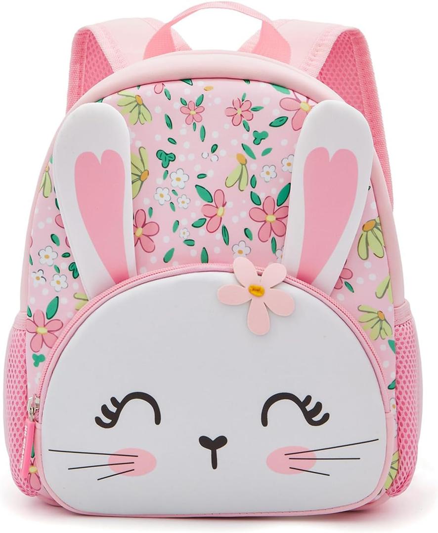 KK CRAFTS Preschool Backpack Toddler Neoprene Animal Schoolbag Lunch backpack for Kids Boys Girls(Floral Rabbit)