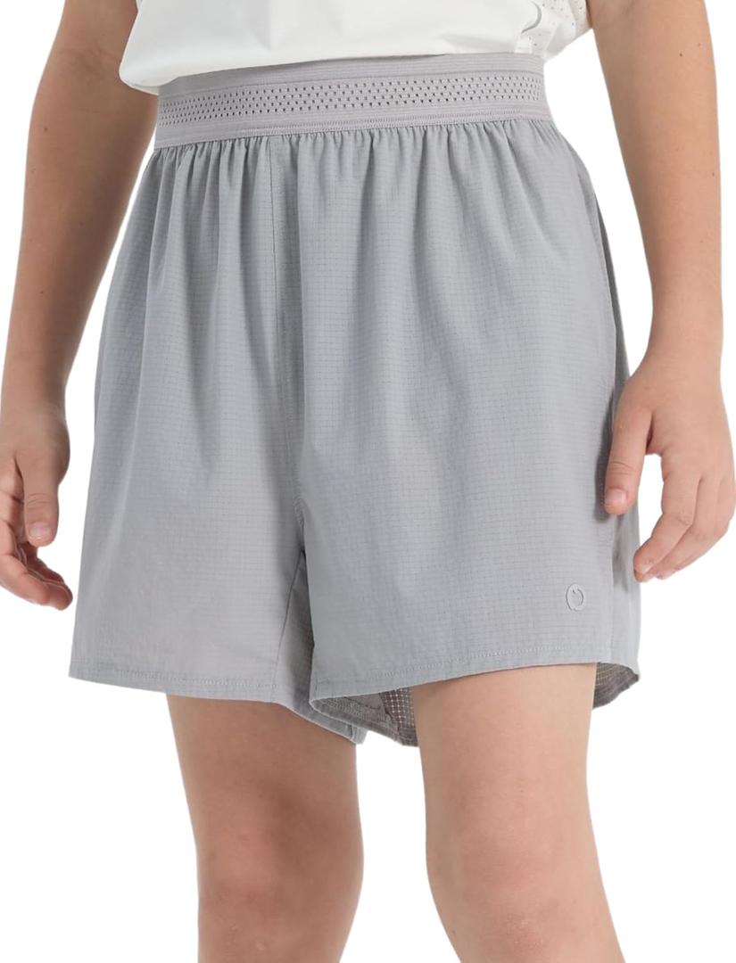 PATPAT Boys 2-in-1 Shorts, Ultra-Light Quick-Dry Mid-Thigh Athletic Shorts with Mesh Liner for Kids Running Soccer Training (7-8 Years, Vapor Gray)