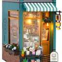 CRIOLPO DIY Book Nook Kit, Miniature House Model, Charming Bookshelf Scene, Wooden Dolls House, Bookshelf Miniature Scenes, for Hobbyists and Decor - Soul Bookstore