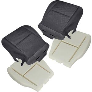 NLQR Black #19C Driver & Passenger Side Bottom Replacement Cloth Seat Covers & Seat Foam Cushions Compatible with Chevy Silverado Tahoe Suburban GMC Sierra Yukon 1500 2500HD 3500HD 2007-2014
