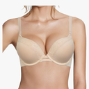 Push Up Thick Padded Plunge Underwire T Shirt Lace Bra Lift Support for Women Add One Cup 34B
