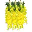 Luerbi 12 Pack Yellow Wisteria Hanging Flowers Garland with Lights, 3.44 Feet Artificial Flower Vines, Fake Wisteria, Artificial Vines Hanging Garland for Backdrop Outdoor Patio Garden Decor