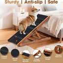 Dog Ramp for Bed - Foldable Small to Large Dog Ramp for Couch - 6 Adjustable Height from 12" to 24" - Stairs with High Traction Mat - Wooden Ramp for Dogs to Get on Bed Couch Car Up to 200LBSWalnut