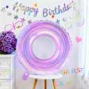 6 Pcs Iridescent Ring Foil Balloons, 22 Inch Pink Purple Blue Circle Balloons for Valentine's Day, Birthday, Wedding, Baby Shower, Anniversary & Engagement Party Decorations