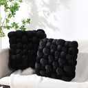 Wenqik 2 Pcs Knot Pillows Square Knotted Plush Throws Soft Accent Pillows Decoration Cushion for Couch Home Office Living Room Bedroom Bed Sofa Decor, 12'' x 13''(Black,Crystal Velvet)