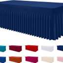 Smiry Spandex Tablecloth, Elastic Fitted Stretch Tablecloth for 6FT Rectangle Tables, Waterproof Washable Table Cover Skirt for Outdoor, Wedding, Banquet & Parties (Navy, 72Lx30Wx30H Inch)