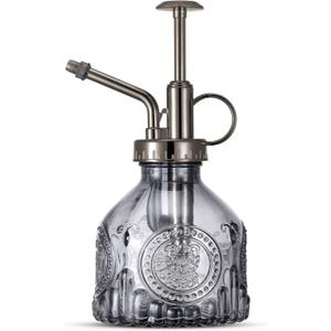 Glass Plant Mister Spray Bottle, Vintage Plant Water Spritzer, Succulent Spray Bottle with Top Pump, Small Glass Sprayer Mister Watering Can for Indoor Outdoor Houseplant - Grey
