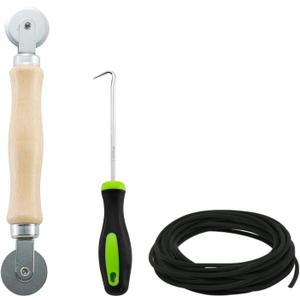 HOME MASTER HARDWARE Window Screen Repair Kit, 3 in 1 Screen Roller Tools with Bearing, Screen Retainer Spline (30ft) and Spline Removal Hook for Installing & Replacing Door Window Screens
