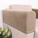 SEWACC 2 Pcs Couch Arm Covers Polyester - Slip Armchair Cover Armrest Cover for Chairs Sofa Stretch Armrest Covers Furniture Protector Washable Armchair Slipcovers (Light Brown)