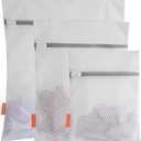 Polecasa 3Pcs Extra Durable 125g Diamond Mesh Laundry Bags with Sturdy Zipper for Delicates, Bras, Baby Clothes (1 Large, 1 Medium, 1 Small)