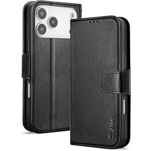 Arae Compatible with iPhone 17 Pro Max Case Wallet with Card Holder, Wristlet Strap Wallet Flip Cover for iPhone 17 Pro Max 6.9 inch Men/Women, RFID Blocking, Kickstand, Black