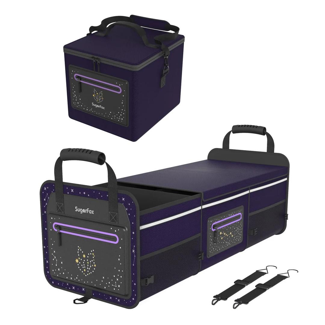 Trunk Organizer, Car Organizer, Foldable for SUV, Car, Includes 26L Ice Pack, Waterproof, 95L, Purple (X-Large)