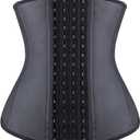 YIANNA Waist Trainer for Women Latex Underbust Waist Corsets Cincher Hourglass Body Shaper 4 Hooks (Small, Black Long Torso)