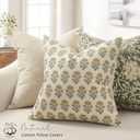 Farmhouse Floral Pillow Covers 18x18 Set of 2, Country Botanical Throw Pillow Cover for Sofa Couch Bed Living Room, Rustic Vintage Flower Cushion Covers Cottage Home Decor,Olive Yellow